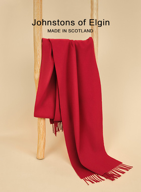 【特享55折起】Johnstons of Elgin美利奴羊毛围巾中国红新年礼物