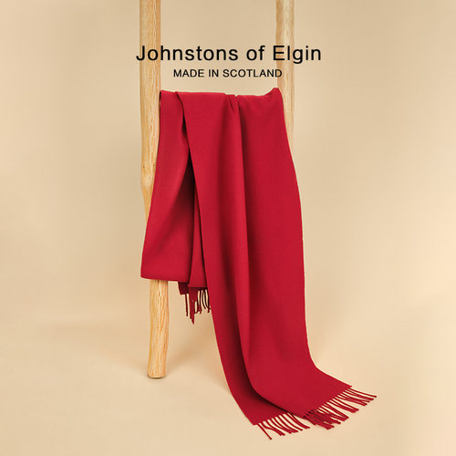 【七夕礼物】Johnstons of Elgin美利奴羊毛围巾中国红礼盒