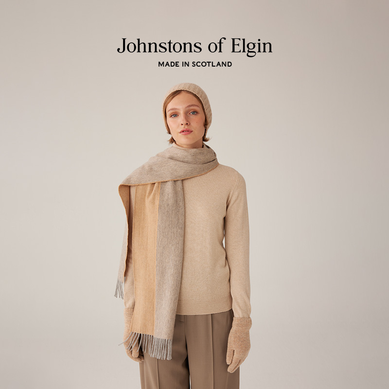 【特享6折】Johnstons of Elgin 混色Melange双面纯羊绒围巾礼盒