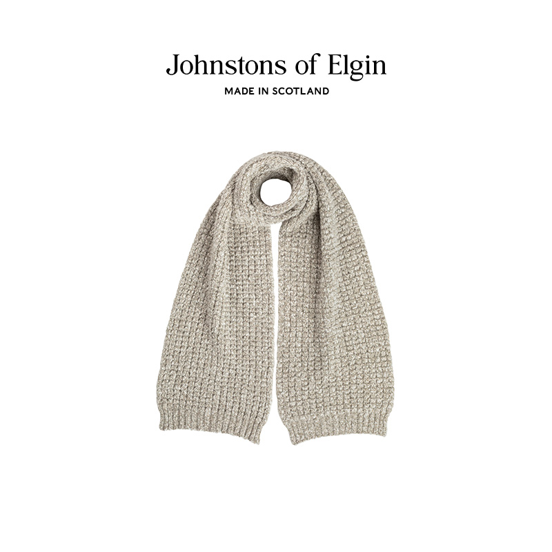 【特享6折】Johnstons of Elgin 秋冬羊毛羊绒混纺华夫格针织围巾