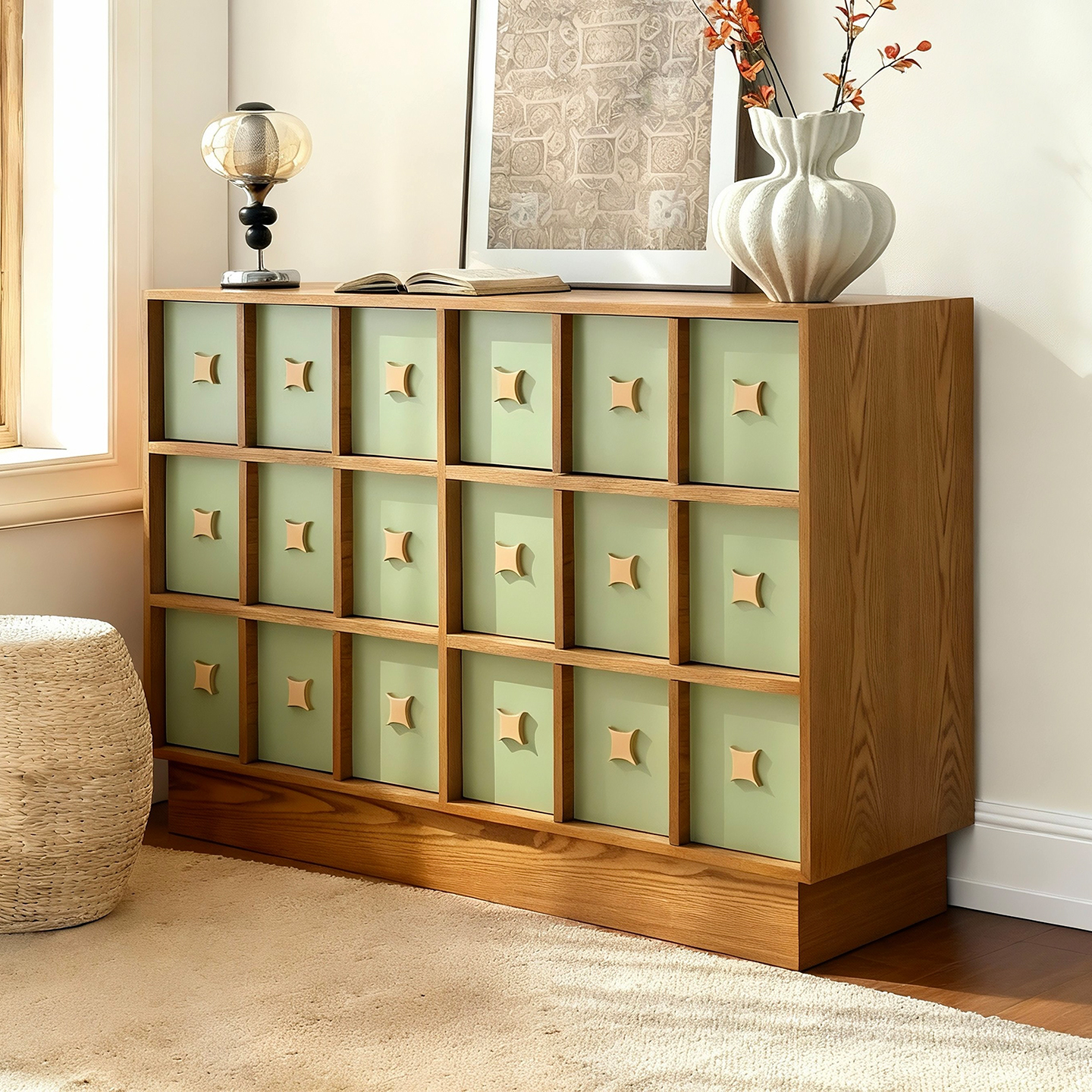 中古风实木五六斗柜家用客厅沙发收纳储物边柜复古卧室靠墙床尾柜