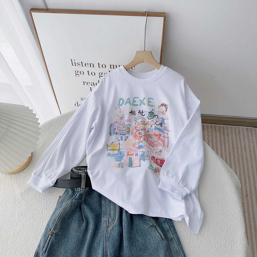 嗨大E小e圆领卡通长袖涂鸦卫衣