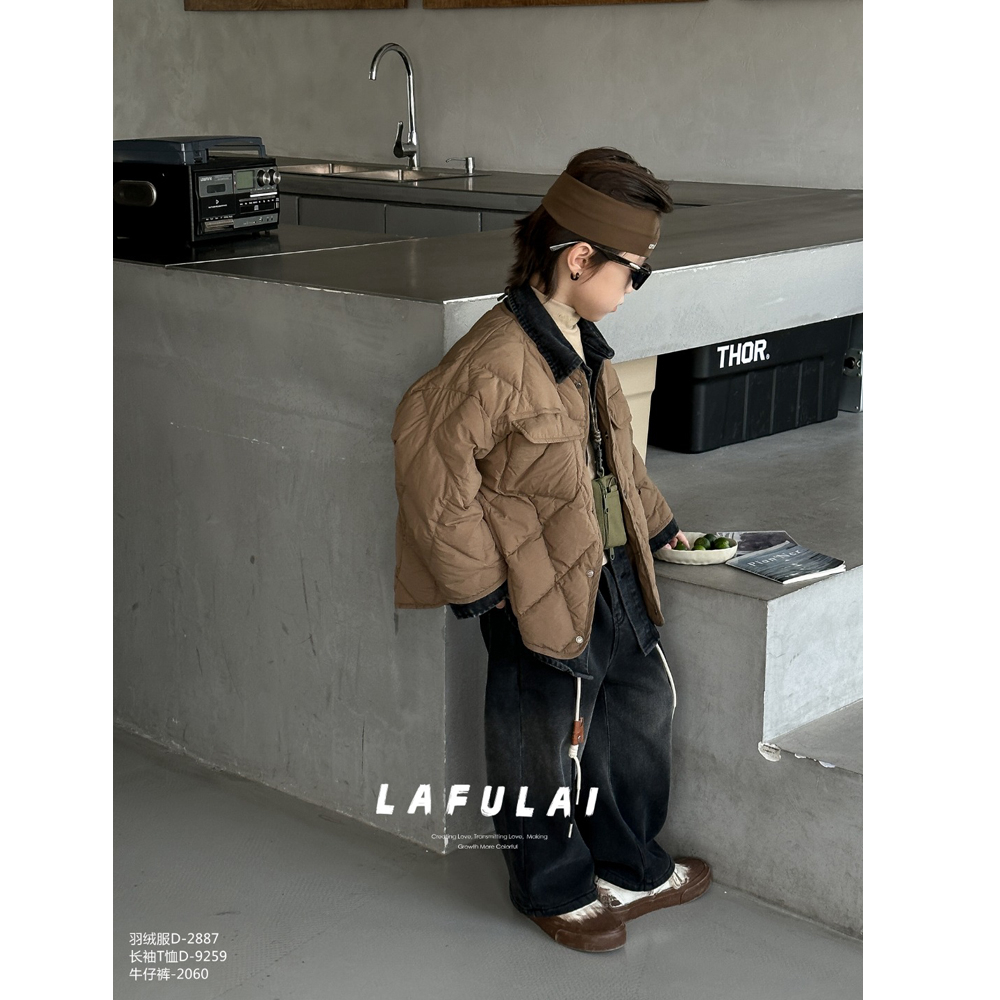 啦芙莱中长款厚款男女童衬衫拼接