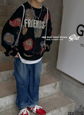 牛哆哆男童2023秋季新款整件卡通印花卫衣儿童可爱休闲上衣52722