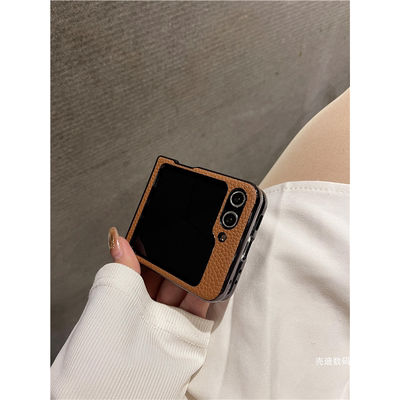 原装正品适用于三星zflip5手机壳Galaxyzfilp4新款真皮折叠屏保护套w23三星zflip5全包zfilp3防摔w24Flip高级