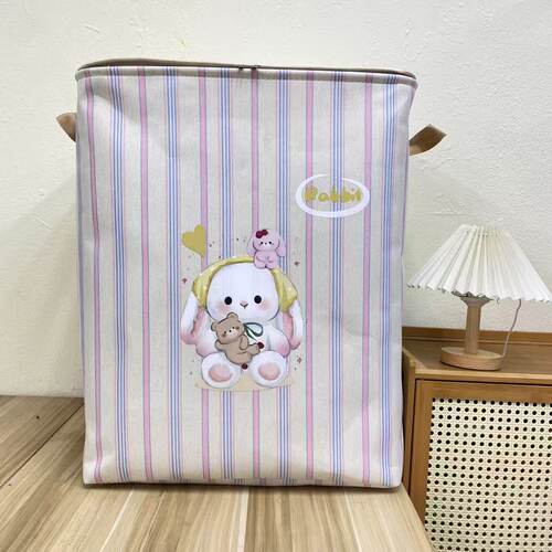 【50X40X60高】气泡兔拉链款（带盖带钢圈）防潮120L被子收纳筐