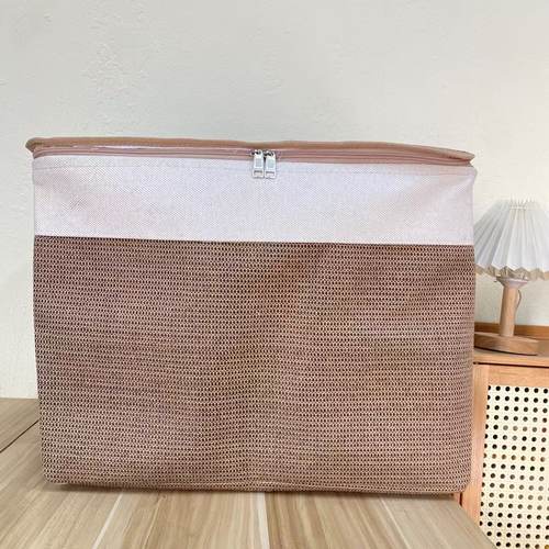 【55X40X40高】复古咖拉链款（带盖带钢圈）微瑕一百升收纳筐