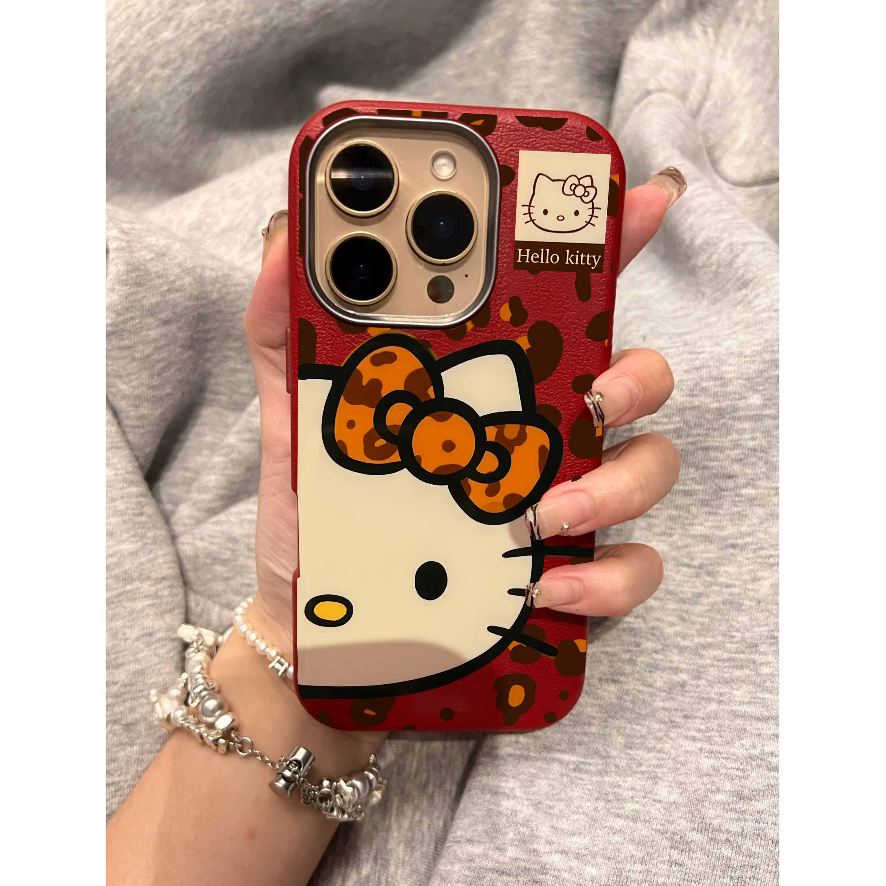 韩系酒红HelloKitty适用苹果15手机壳iPhone16ProMax新款15pro防摔13女款小众12可爱14pro全包11保护套