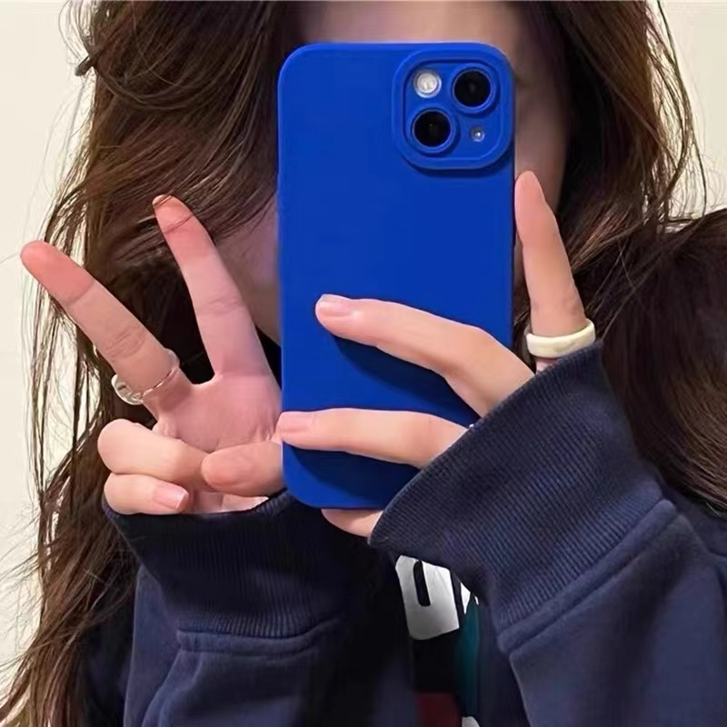 适用苹果14手机壳新款克莱因蓝iPhone14promax软硅胶13镜头全包14pro小众高级感14plus个性简约12防摔保护套