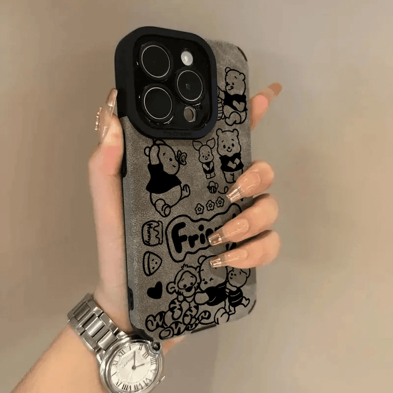 趣味卡通维尼适用苹果16promax手机壳plus新款iphone15promax创意14pro全包磨砂皮质13防摔12卡通11保护套