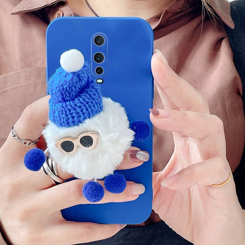 克莱因蓝毛绒小怪兽oppr15手机壳oppor17液态r17pro硅胶r15标准版梦境版软壳oppo立体网红可爱卡通蓝色趣味女