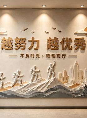 公司办公室企业文化背景墙面布置装饰励志标语3d浮雕立体墙贴画