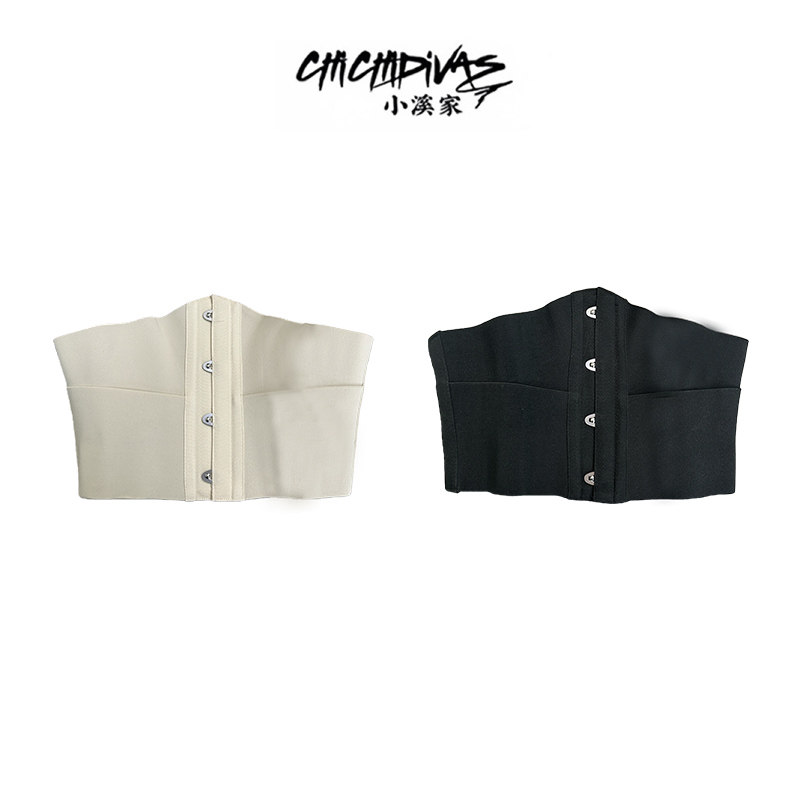 （小溪家）鱼骨腰封搭配衬衫弹力腰带修身显瘦背心上衣
