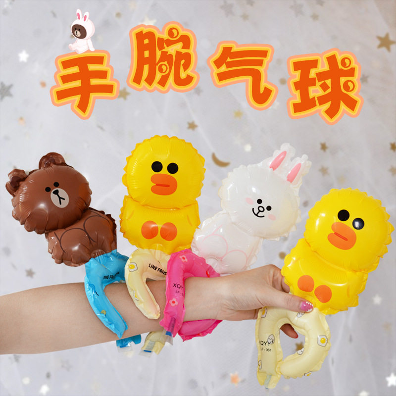 六一铝膜手持棒气球打击棒头箍卡通儿童玩具生日氛围助兴加油棒