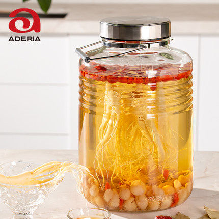 日本进口aderia阿德利亚人参泡酒专用酒瓶密封罐花酒瓶密封药酒罐