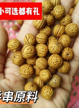 小核桃胡桃核散珠手串野生小山桃核散籽手链散珠手持长串桃核原籽