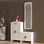 入户鞋 凳带挂衣架一体门厅收纳储物柜 柜家用门口玄关柜衣帽架换鞋