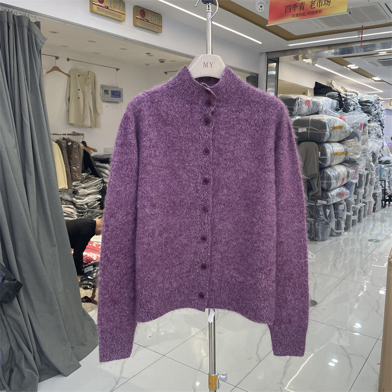 欧货8立领单排扣花纱羊毛