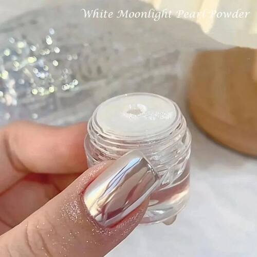 1 box Moonlight Mirror Nail Powder Silver Fine Glitter Metal