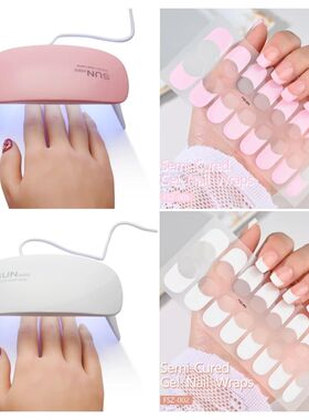 French UV Semi-Cured Gel Nail Wraps Sticker 16Strips Long La