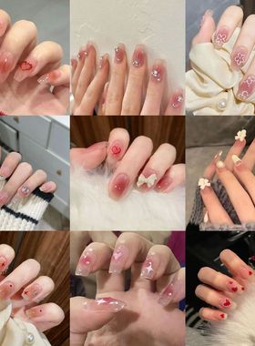 24Pcs False Nails Coffin Almond Artificial Fake Nails with g