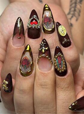 24pc Wearable Almond Love Gemstone dark brown Diamond Charms