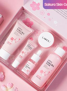 5/3pcs/Set Sakura Skin Care Sets Face Cream Serum Toner Faci