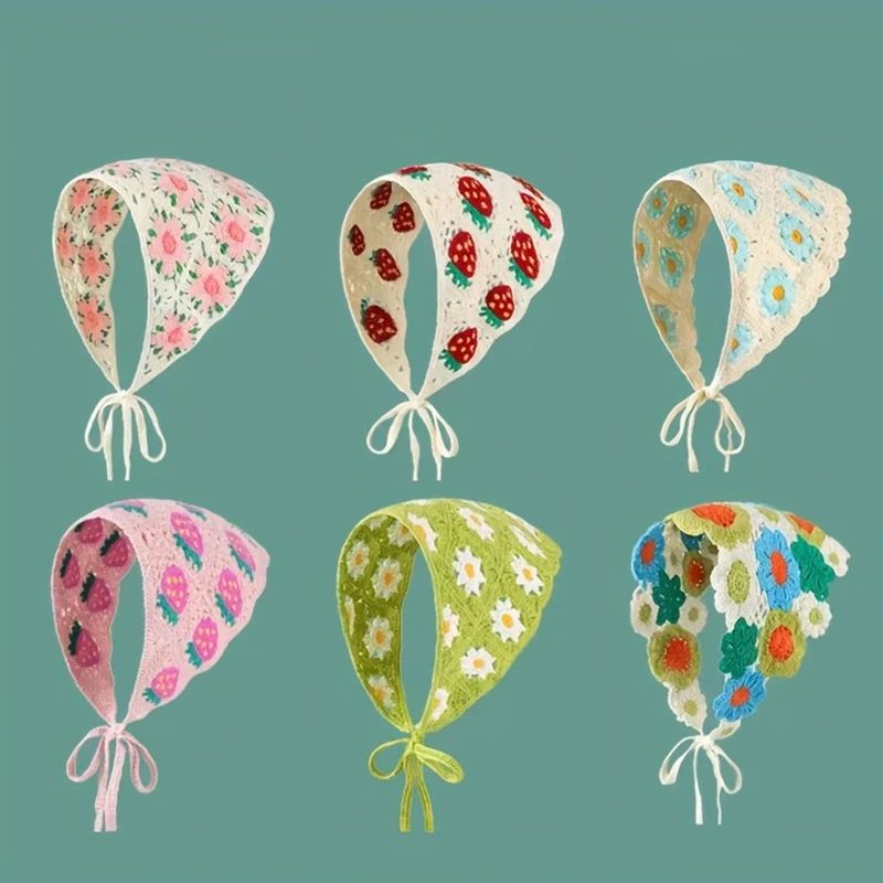 Elegant Knitted Triangle Scarf Headband for WomenGirl strawb