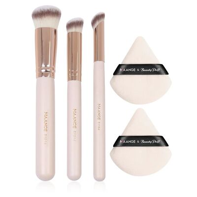 3pcs Makeup Brushes Set+2pcs Dry Air Cushion Puff Eye Shadow