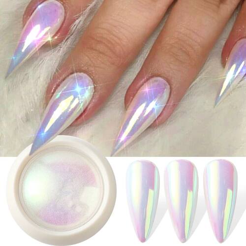 Unicorn Chrome Nail Powder Neon Aurora Mirror Iridescence Na