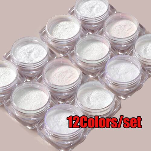12Colors/set Aurora Shimmer Nail Mirror Powder Net1-2g*12jar