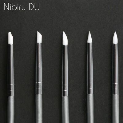 5 Pcs Silicone Nail Brush Carving Emboss Hollow Pottery Scul