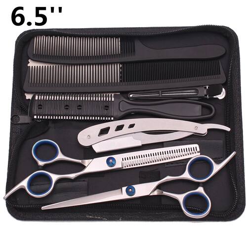 6.5'' Professional Hair Scissors Set Comb Razor Thinning Cut