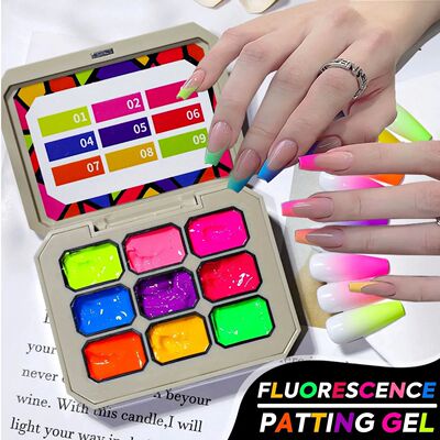 1pc Nine grid fluorescent pat gel transfer gel rainbow brigh