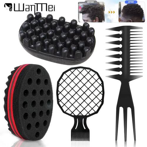 2/3pcs Hair Brush Kit Afro Twist Hair Sponge Mesh Comb Doubl