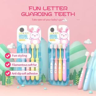 4PCS Alphabet Cartoon Soft Bristle Kids Toothbrushes, Ideal