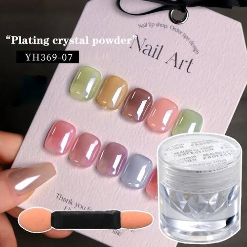 Aurora Pearl White Nails Glitter Dust Chrome Moonlight White