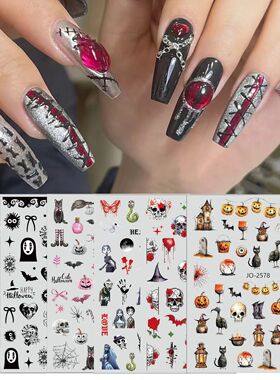 3D Embossed Halloween Nail Art Stickers Cute Weird Pumpkin S
