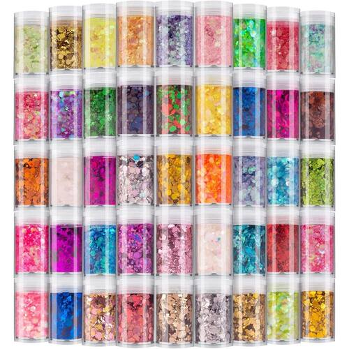 45 ColorsHolographic Chunky and Fine Glitter Mix,  Festival