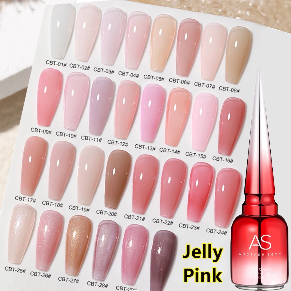 30 Colors Jelly Transparent Gel Nail Polish Nude Pink Skin C