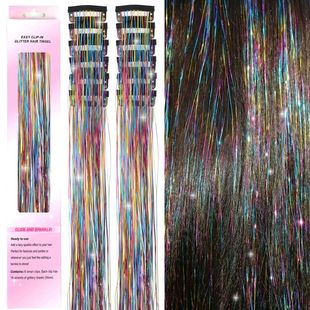 12Pcs Hair Tel Clip in 19.6Inch Glitter Tel Hair Extensions