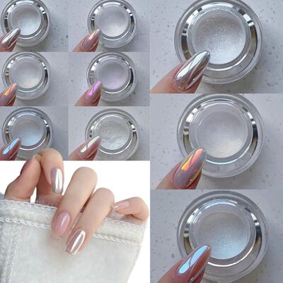 0.2g/1Jar Moonlight White Nail Powder Aurora Magic Mirror Ch
