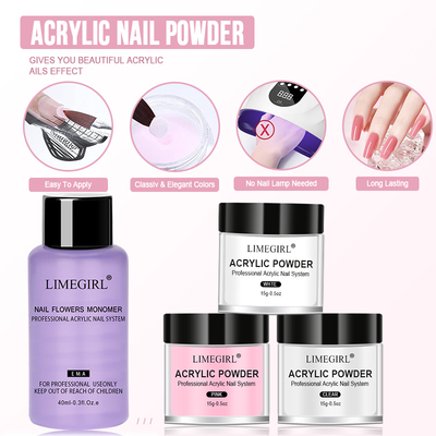 Acrylic Powder Set Pink White Clear Acrylic Nail Kit with Li