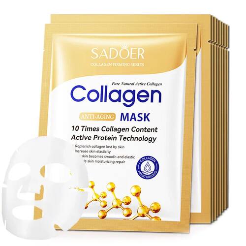 10pcs Collagen Face Mask Firming Moisturizing Repair Brighte