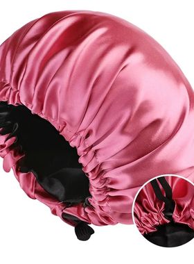 Double Layer Satin Bonnet Nightcap Doubleside Women Round Sh