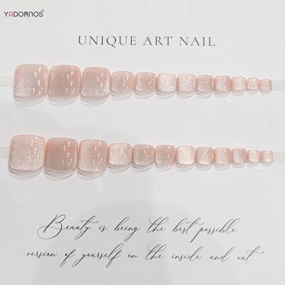24Pcs Light Pink Fake Toenails for Woman DIY Manicure Shiny