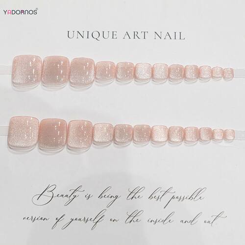 24Pcs Light Pink Fake Toenails for Woman DIY Manicure Shiny