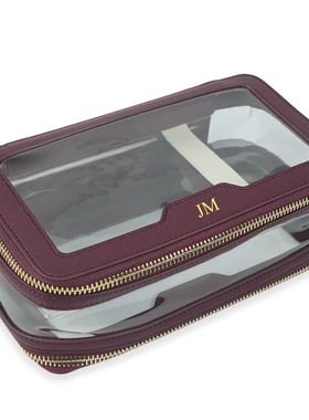 Letters Saffiano Leather Cosmetic Bag Portable Pvc Capacity