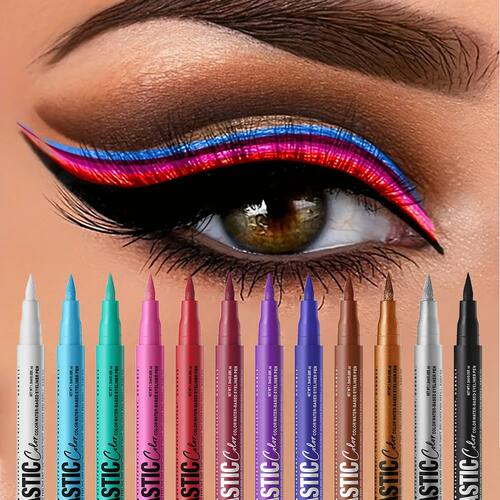 12 Colors Eyeliner High Pigment Silver Pearl Shine&Matte Smo