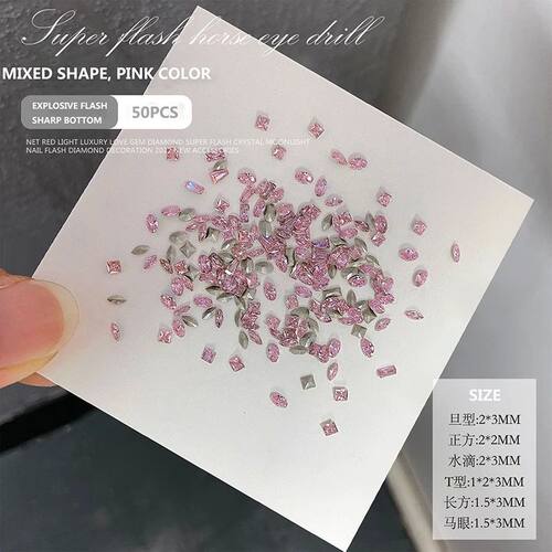 50pcs Mini Shaped Crystal Sharp bottom Diamond K9 Sparkling